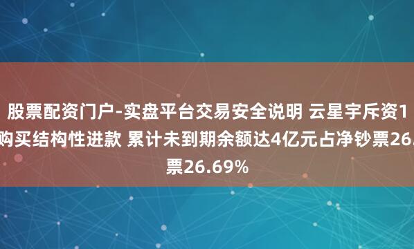股票配资门户-实盘平台交易安全说明 云星宇斥资1亿元购买结构性进款 累计未到期余额达4亿元占净钞票26.69%